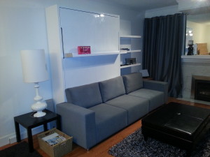Wall bed with sectional sofa